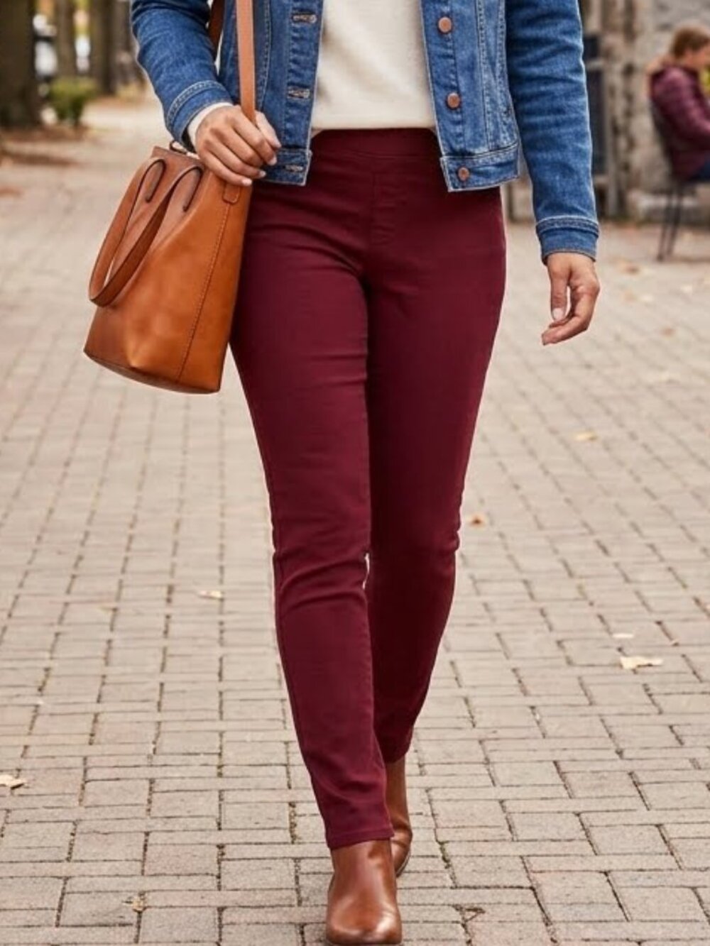 LiquidX Women's Casual Dark Red Skinny Jeans Pull-on Pants Size S